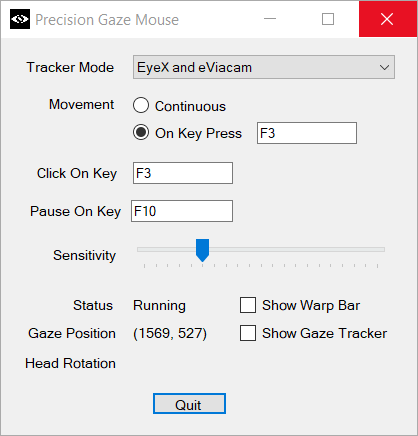 Precision Gaze Mouse Screenshot